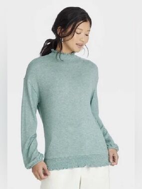 Women’s “A New Day” Pale Green Smocked Blouse